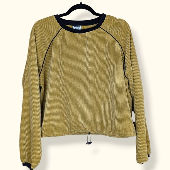 Noisy May Cropped Yellow Long Sleeve Corduroy Top - Picture 4 of 7